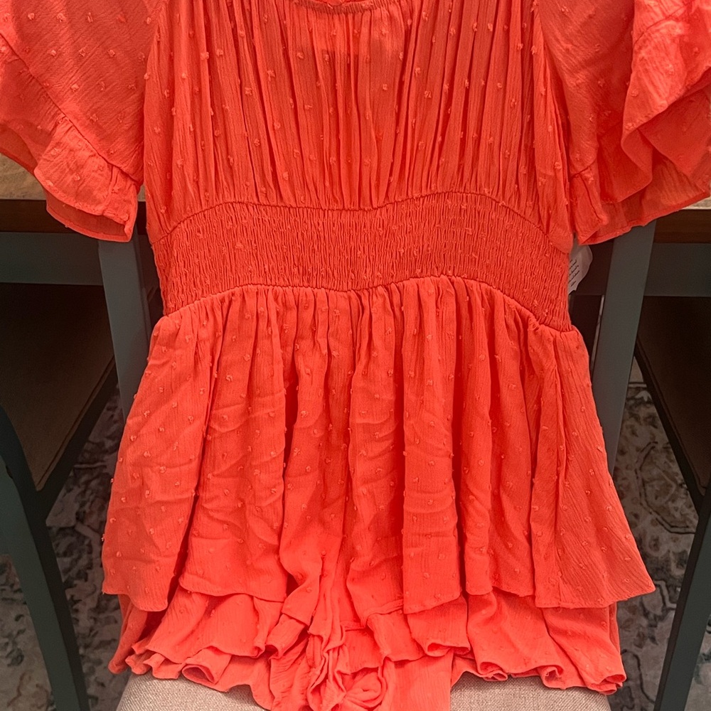 NWT Altar'd State Vibrant Orange Romper.